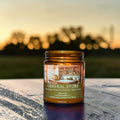 General Store candle in amber glass jar, mandarin scent, hand poured in Medicine Hat, Alberta