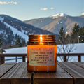 Hidden Valley candle in amber glass jar, hand poured in Medicine Hat, Alberta