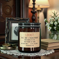 Locket fundraiser candle in amber glass jar, hand poured in Medicine Hat, Alberta