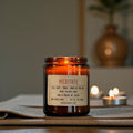 Meditate candle in amber glass jar, hand poured in Medicine Hat, Alberta