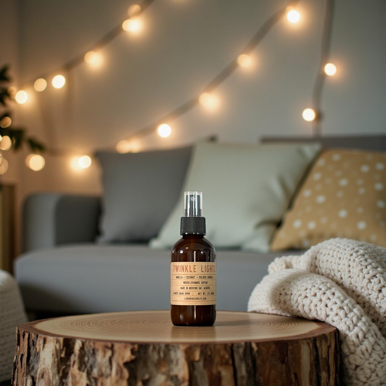 Twinkle Lights Room Spray in a livingroom