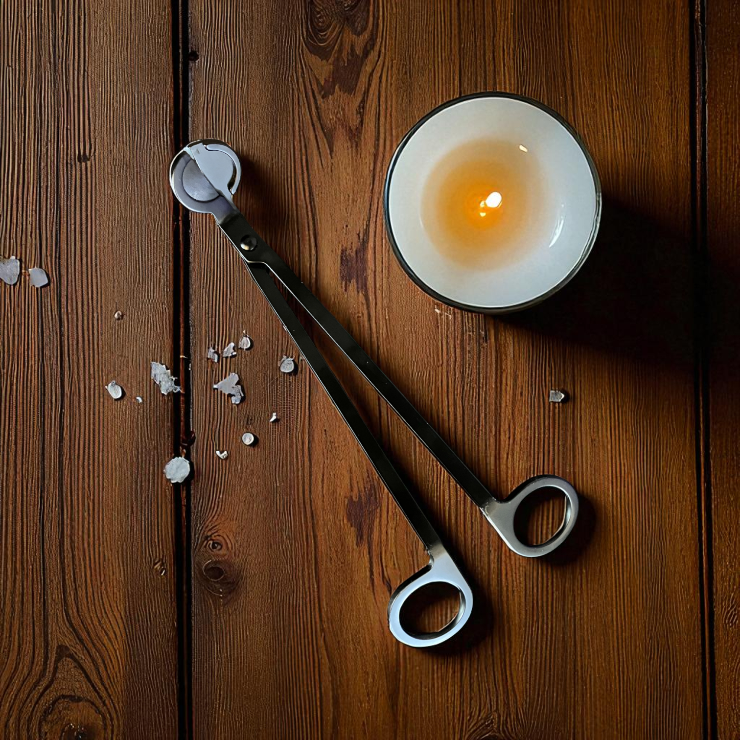 Matte black wick trimmer with trimming tray, Lunahrin Candles